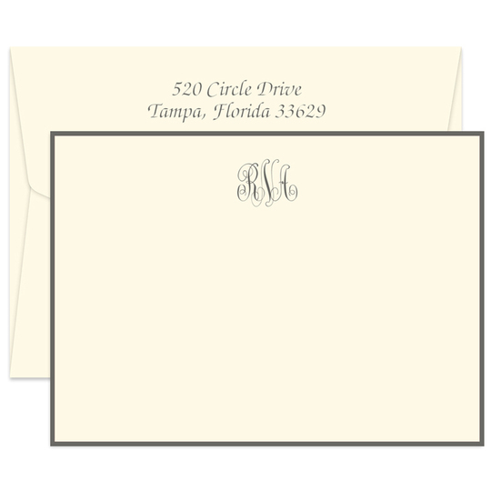 Triple Thick Classic Monogram Border Flat Note Cards
